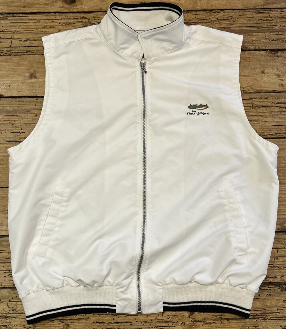 Cutter And Buck Men’s Size L “Coeur Di Alene” Clima Guard White Zipper Vest